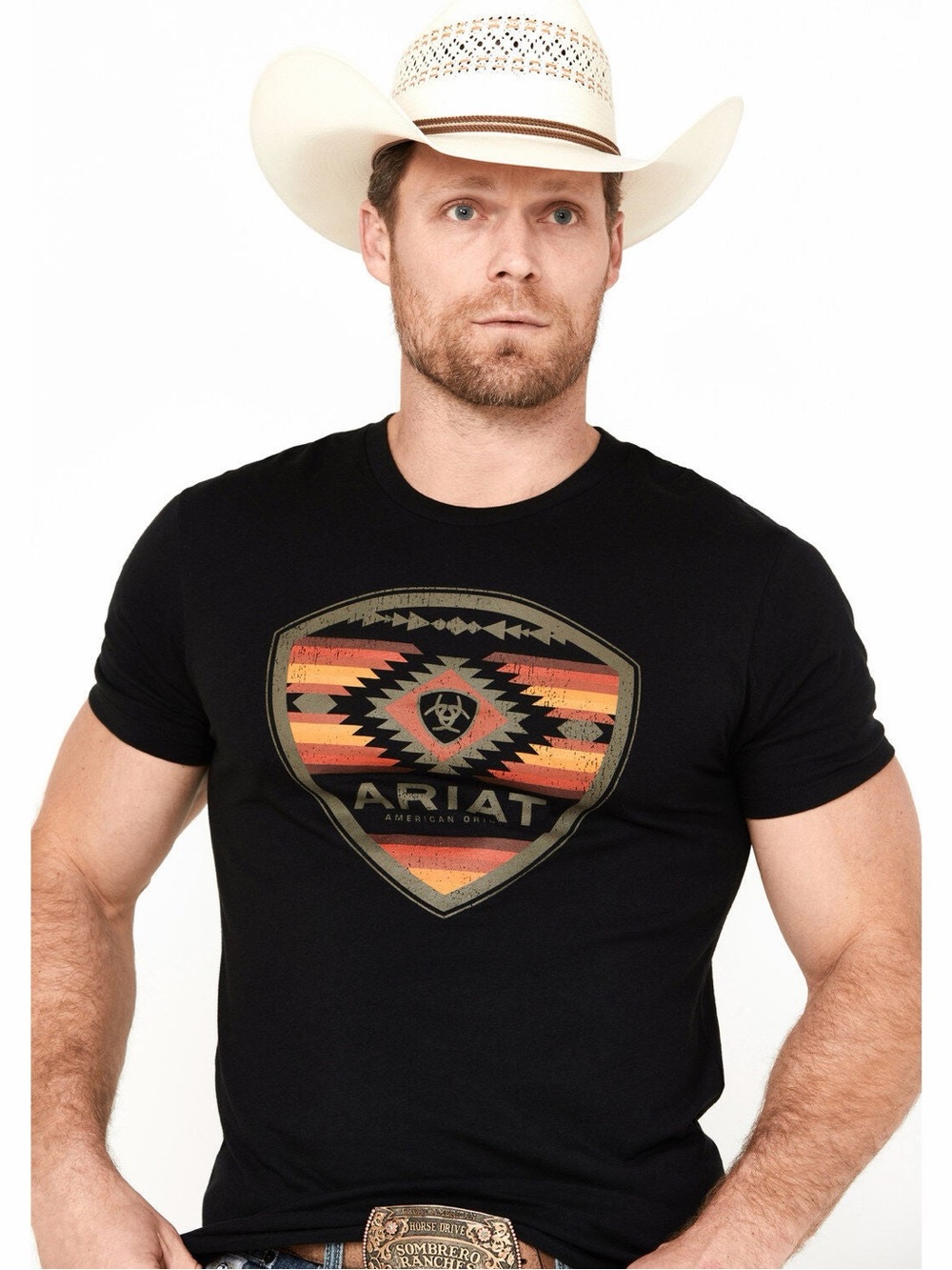 Ariat Black Short-Sleeve Tee with Southwestern Shield Graphic